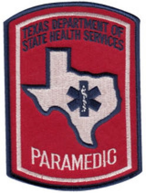 TEXAS PARAMEDIC WITH STAR OF LIFE CENTER HAT PATCH - SEW ON.
